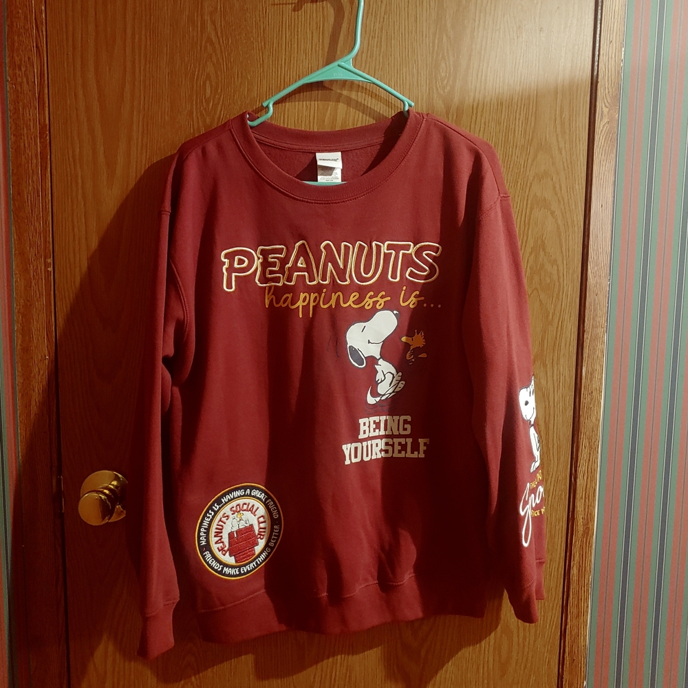 Peanuts Womens Maroon Sweatsuit 2pc Snoopy Design